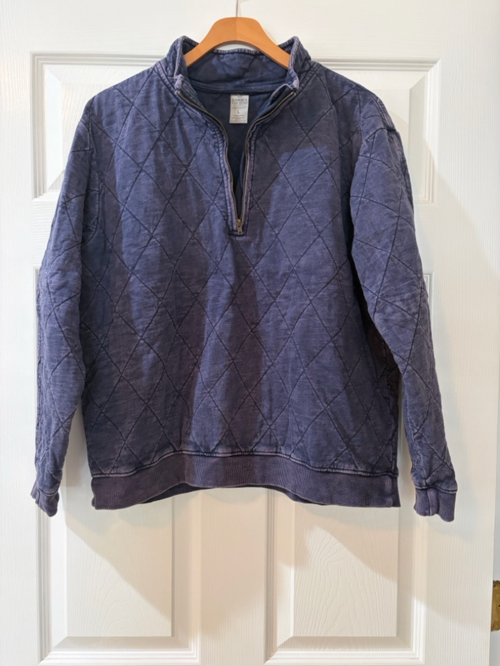 Women's Quilted Half-Zip Sweater - Distressed Navy